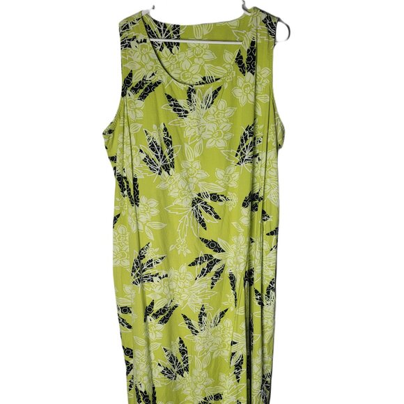 Tiki Palm Dresses & Skirts - Tiki Palm Dress Womens XXXLG Green Floral Tropical Midi Handkerchief Hem